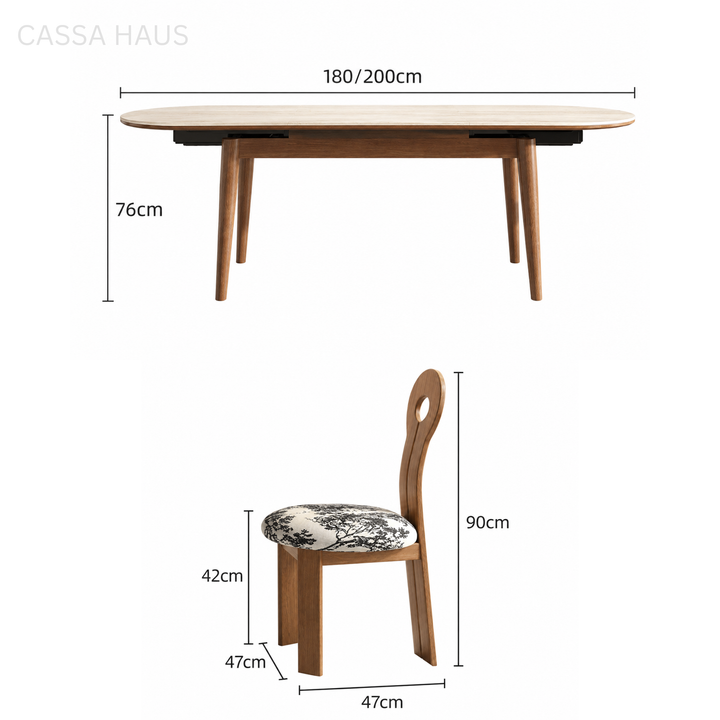CHARLS Modern Travertine Extendable Dining Table - Cassa Haus Singapore