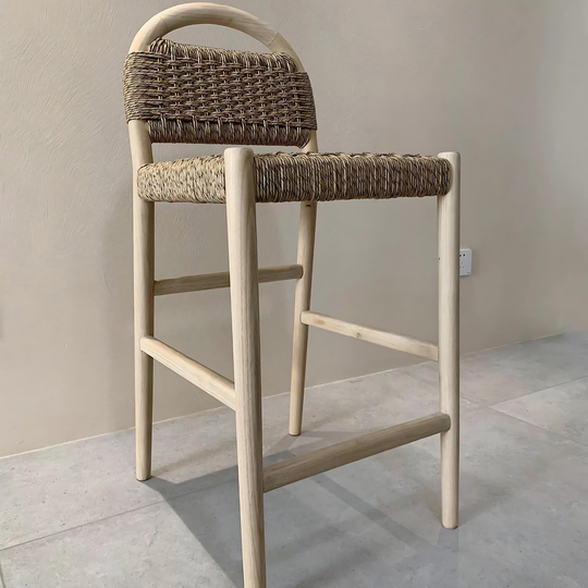 SORVANE Rustic Rattan Bar Stool - Cassa Haus Singapore