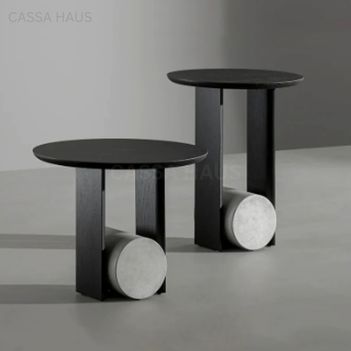 HERME Modern Solid Wood & Concrete Side Table