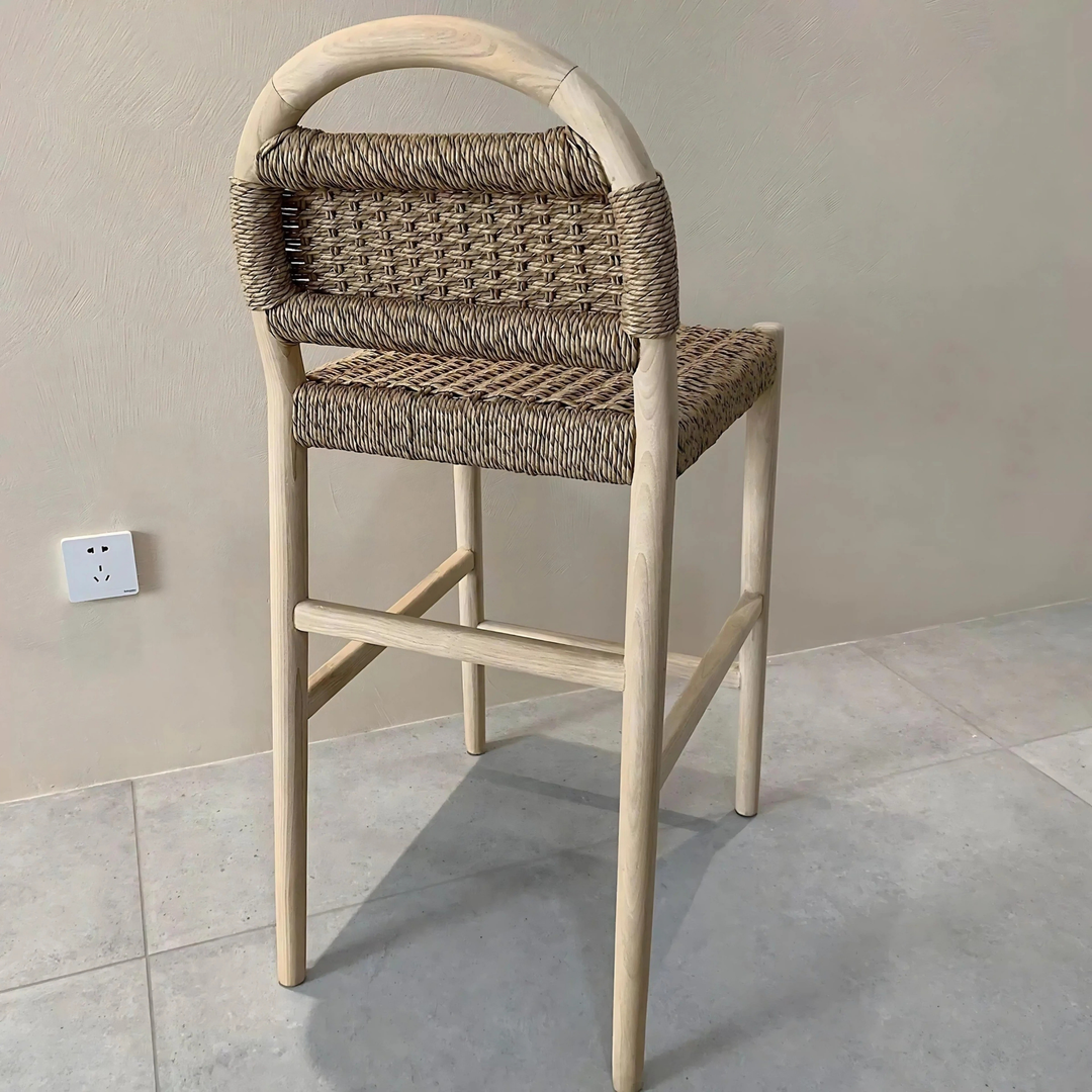 RIVI Rustic Rattan Bar Stool - Radical Homes Singapore