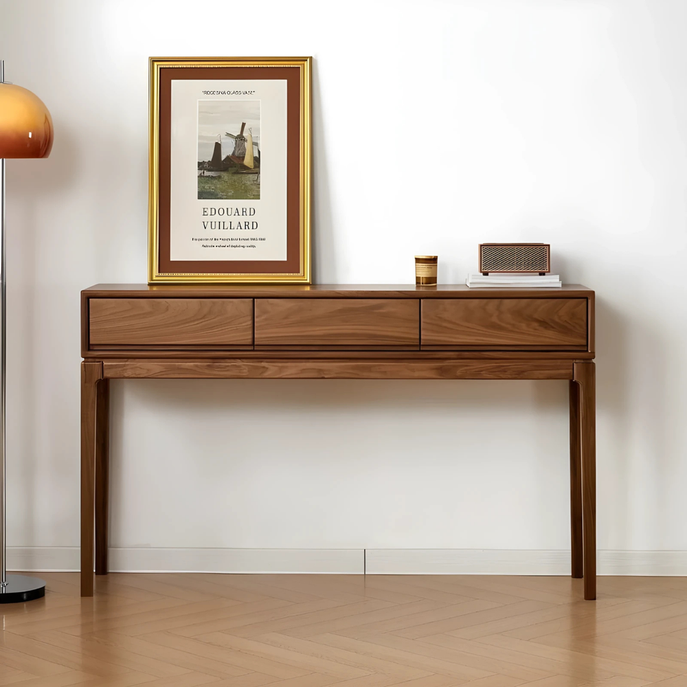 DAMA Modern Walnut Wood Console Table With Drawers - Radical Homes Singapore