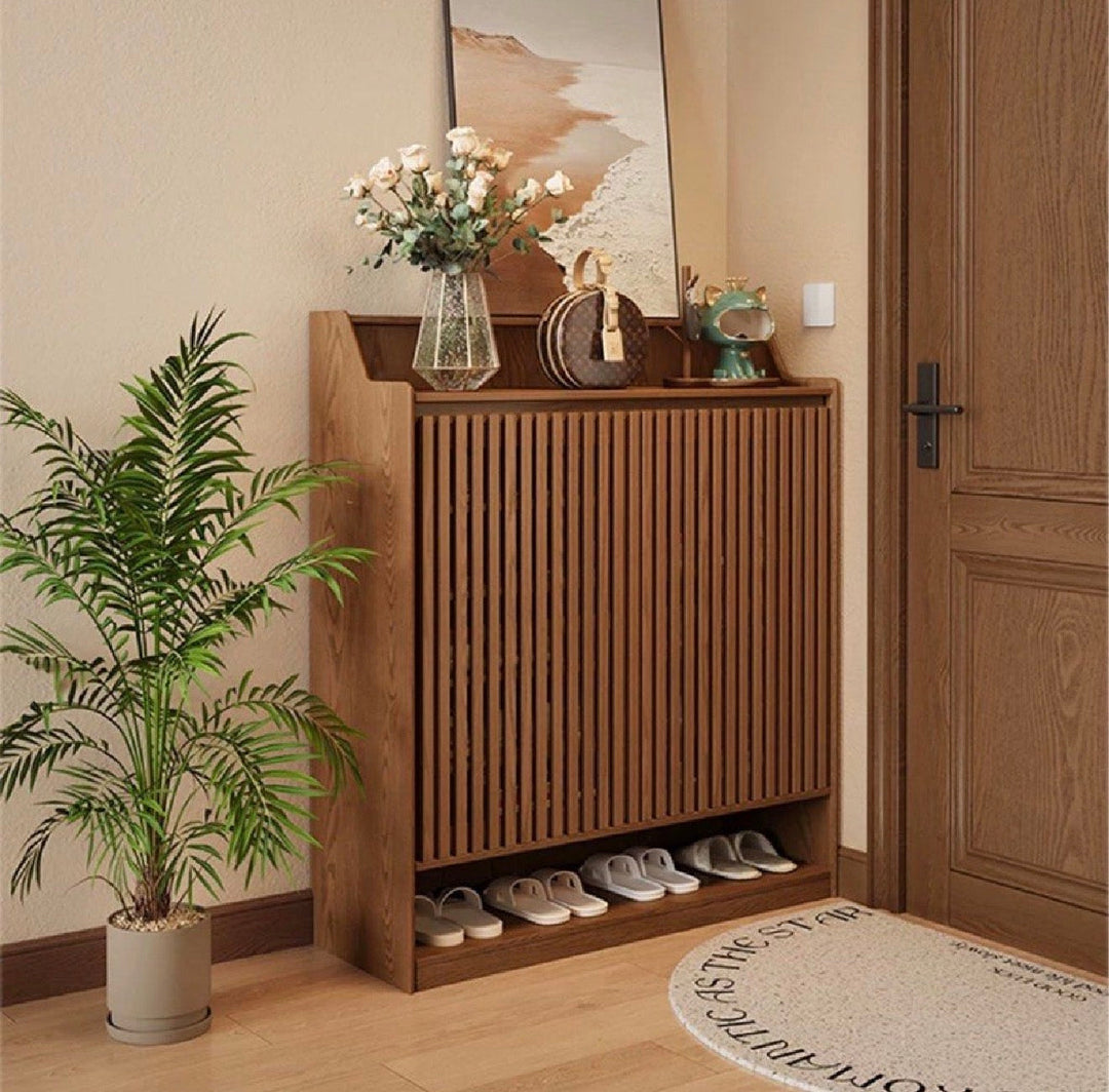 ROBEN Modern Solid Wood Fluted Shoe Cabinet (INSTOCK)