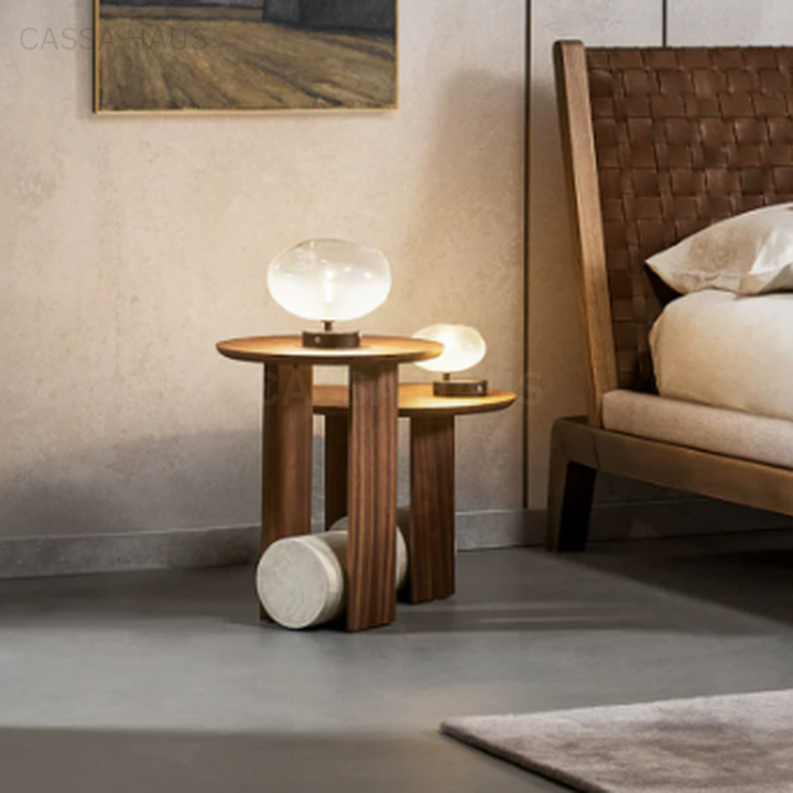 HERME Modern Solid Wood & Concrete Side Table