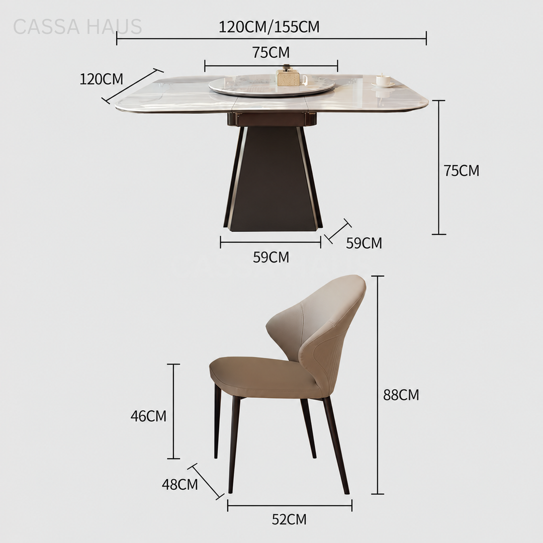 COVINE Modern Marble Extendable Dining Table - Cassa Haus Singapore