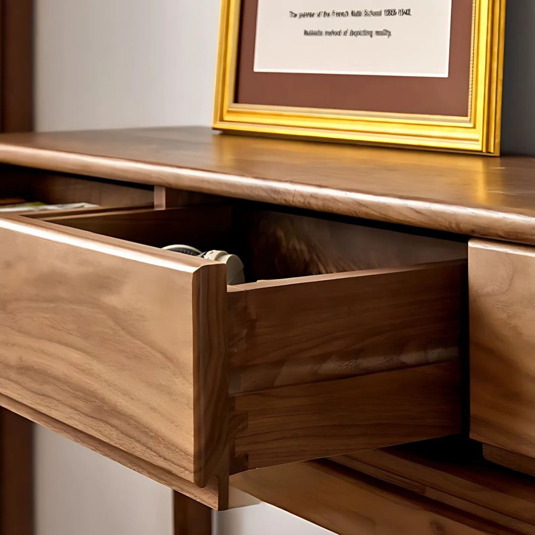 DAMA Modern Walnut Wood Console Table With Drawers - Radical Homes Singapore