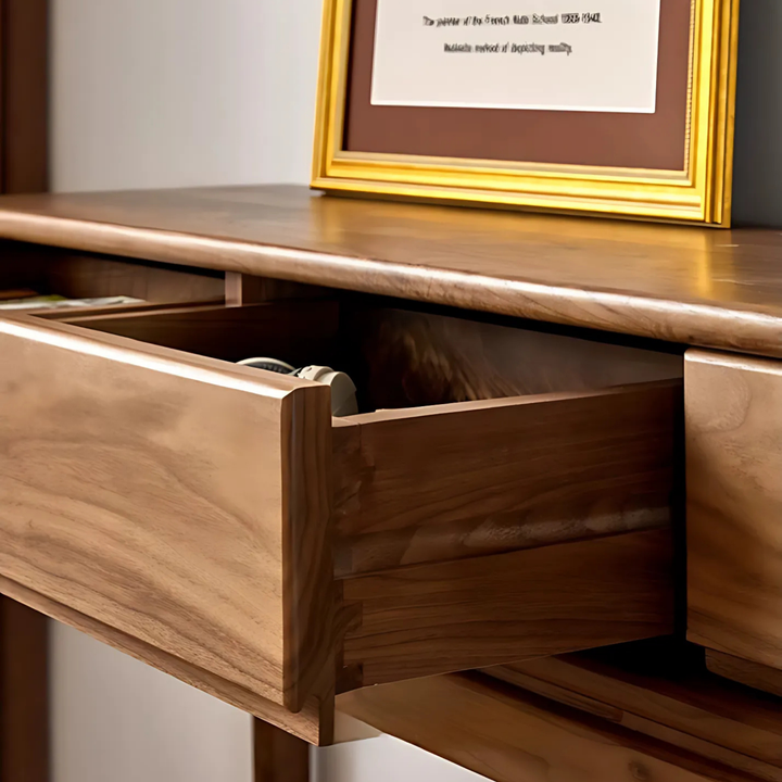 DAMA Modern Walnut Wood Console Table With Drawers - Radical Homes Singapore