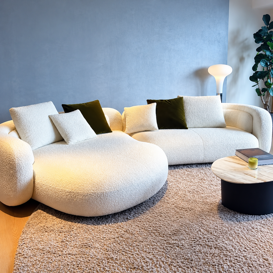 BEZIER Modern Curved Boucle Sofa - Cassa Haus Singapore