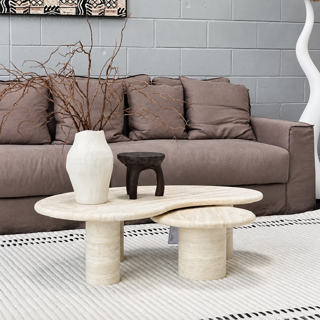 KODDA Modern Travertine Coffee Table
