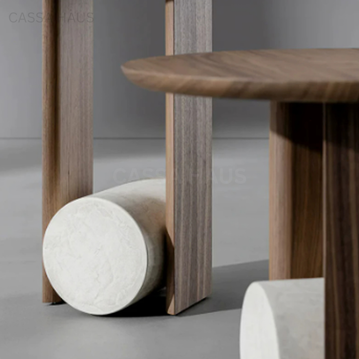 HERME Modern Solid Wood & Concrete Side Table