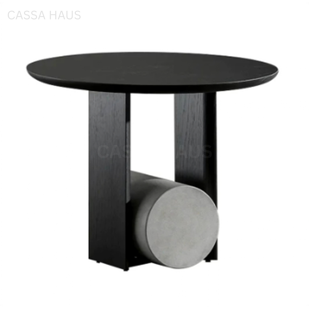 HERME Modern Solid Wood & Concrete Side Table