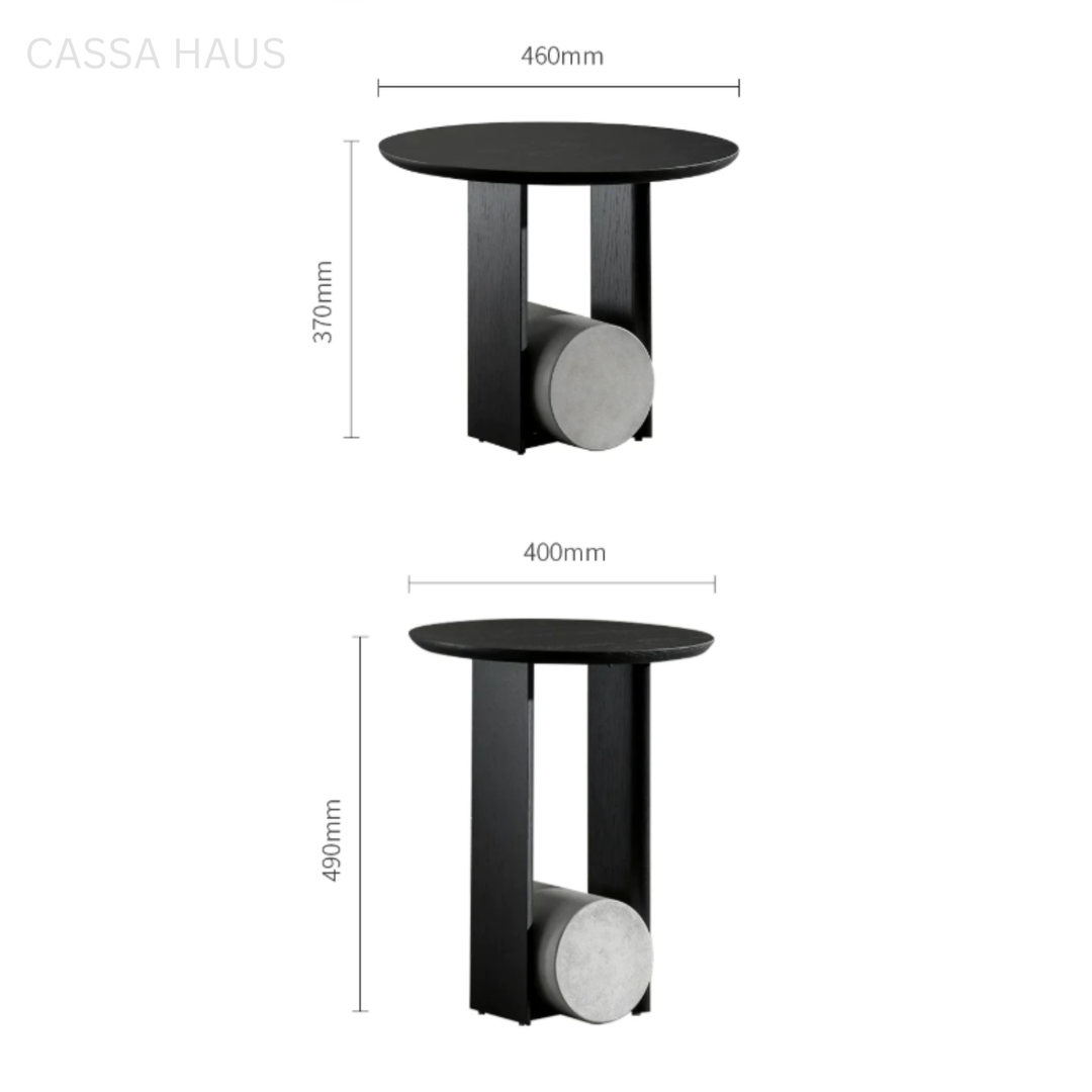 HERME Modern Solid Wood & Concrete Side Table