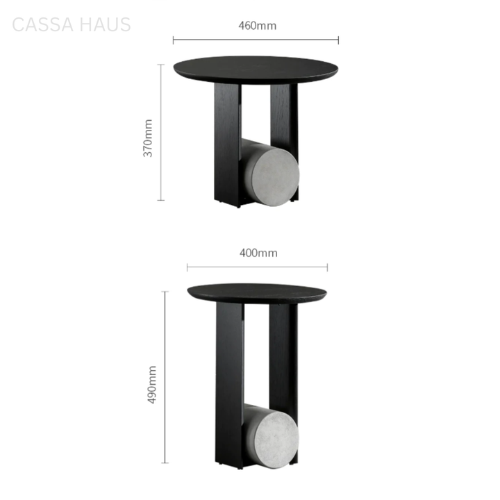 HERME Modern Solid Wood & Concrete Side Table