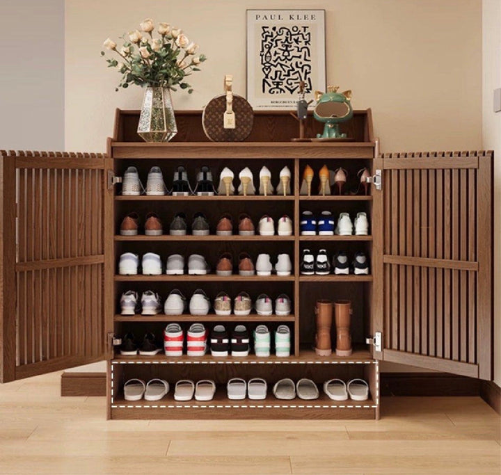 ROBEN Modern Solid Wood Fluted Shoe Cabinet (INSTOCK)