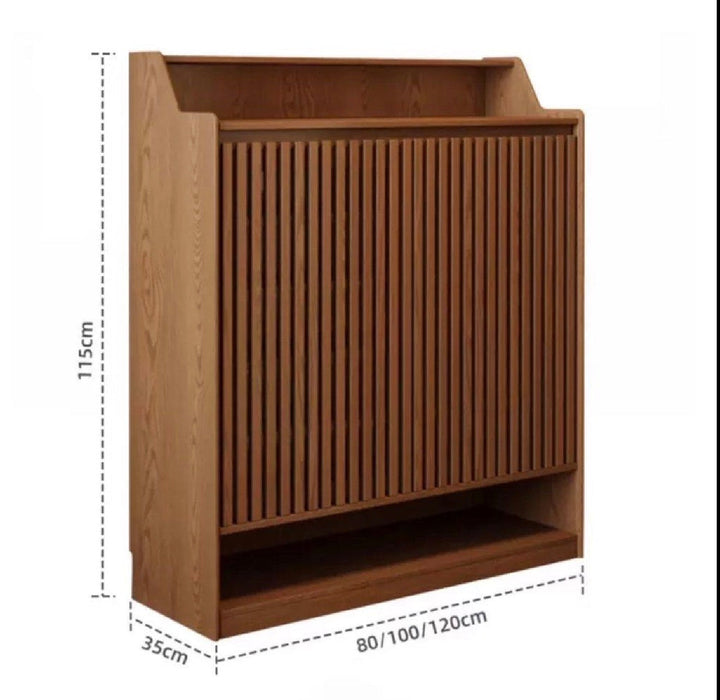 ROBEN Modern Solid Wood Fluted Shoe Cabinet (INSTOCK)