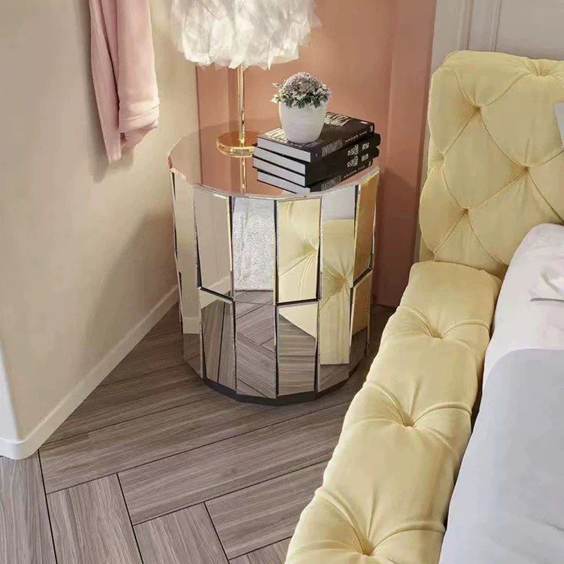 VERNON Modern Mirrored Bedside Table - Radical Homes Singapore