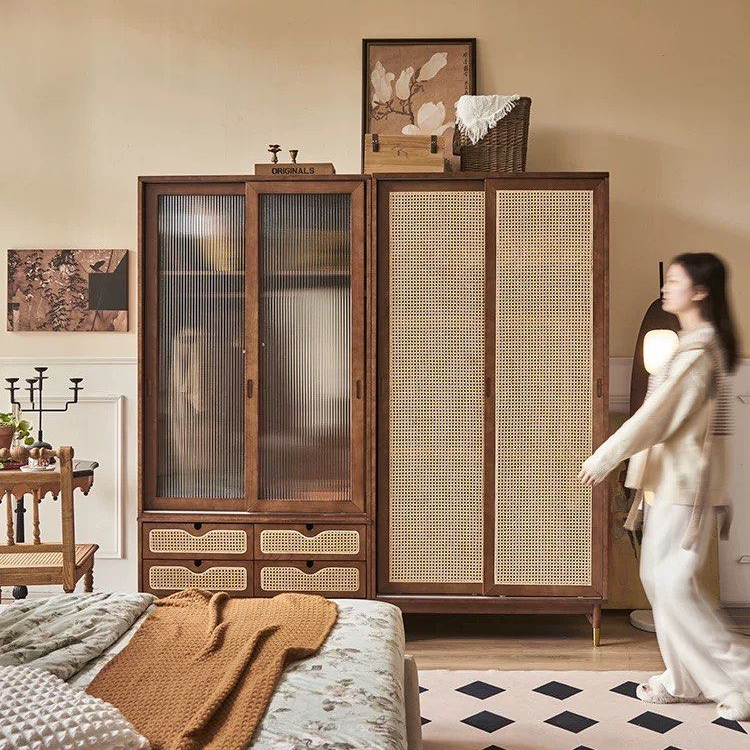 SHELDON Rustic Rattan Wardrobe - Radical Homes Singapore