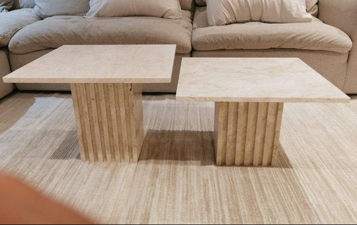 JEIAO Modern Travertine Coffee Table - Radical Homes Singapore