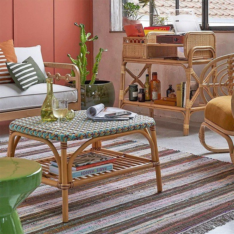 FREVY Rustic Rattan Bar Cart - Radical Homes Singapore