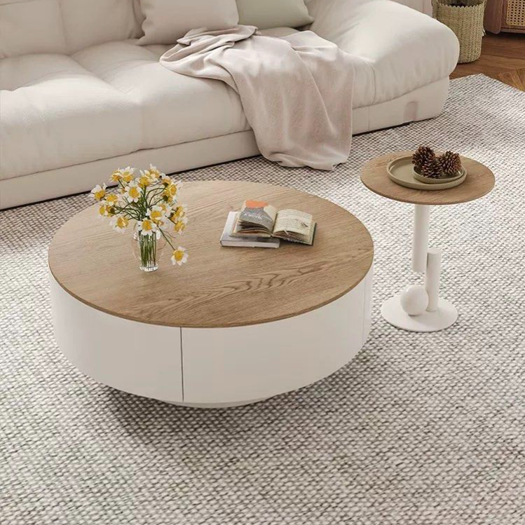 AOME Japandi Sintered Stone Round Coffee Table - Radical Homes Singapore