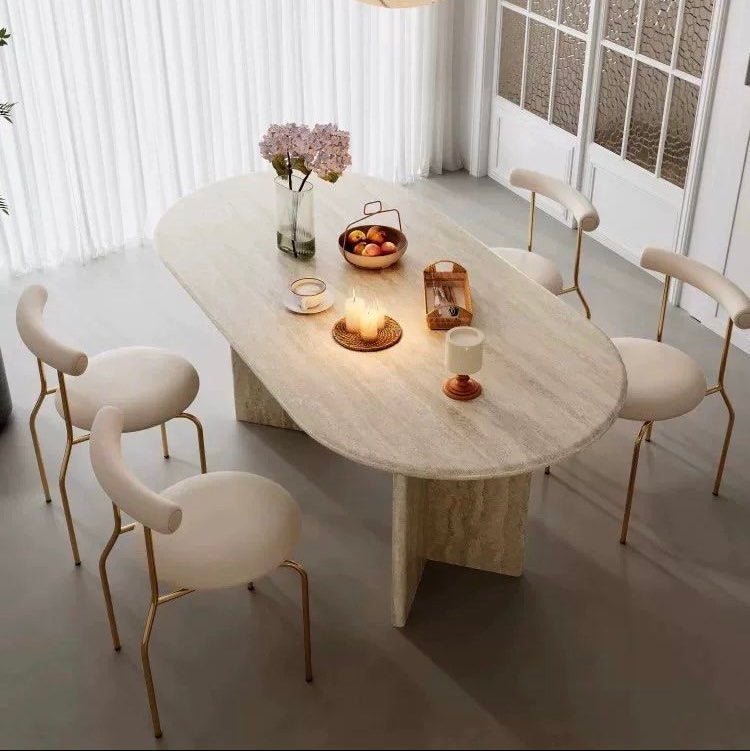 ZAILE Modern Travertine Dining Table - Radical Homes Singapore