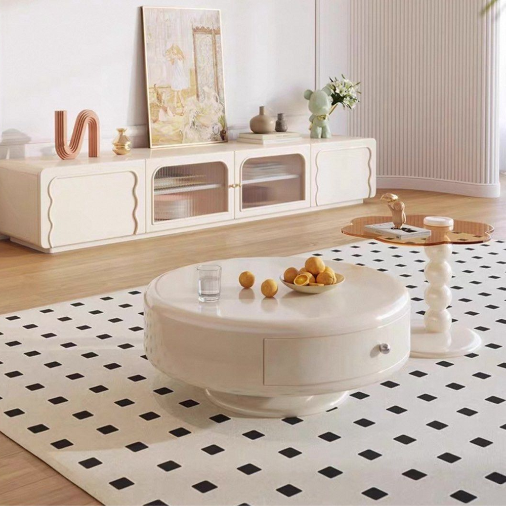 ERAEL Japandi Round Swivel Coffee Table - Radical Homes Singapore