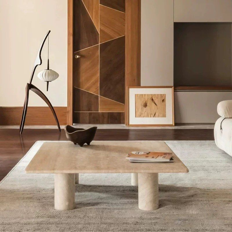 ELLIAS Modern Travertine Square Coffee Table - Radical Homes Singapore