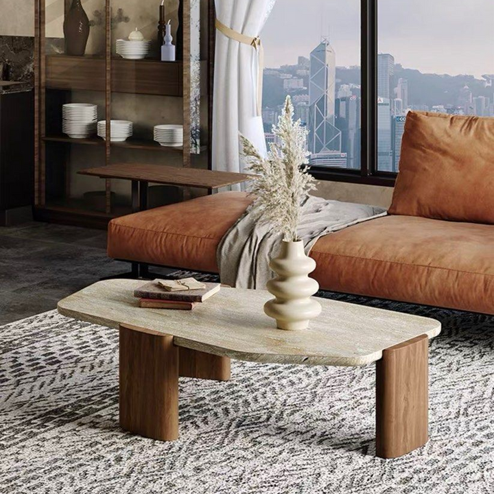 NARVON Modern Travertine Coffee Table - Cassa Haus Singapore