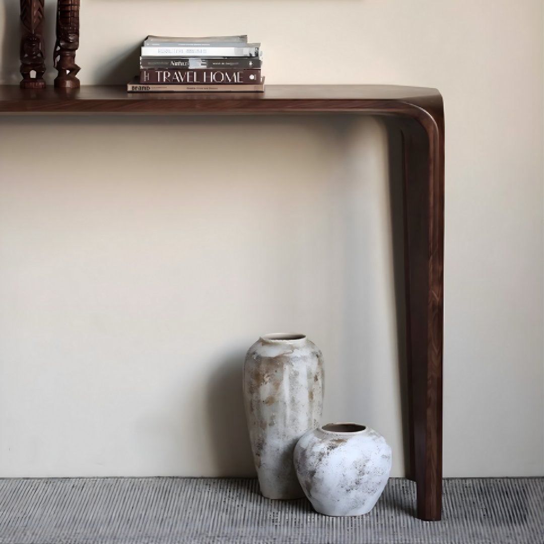 RILVAN Modern Walnut Wood Console Table