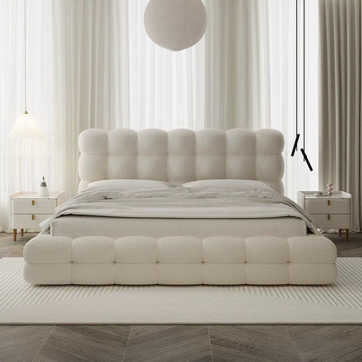 BREON Modern Boucle Storage Bedframe - Radical Homes Singapore