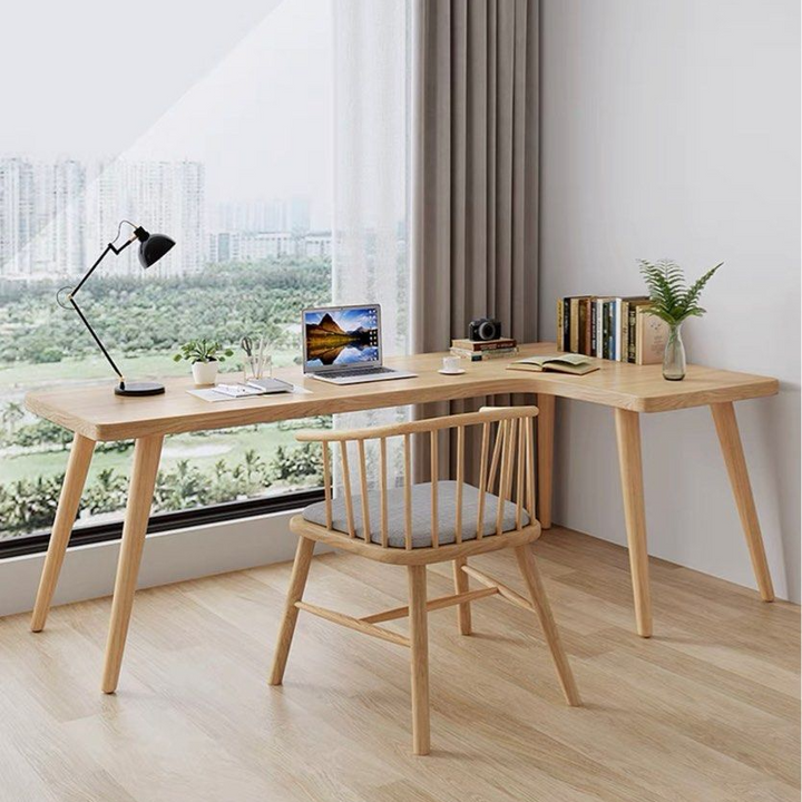 HURLEY Curved Solid Wood Study Desk - Radical Homes Singapore