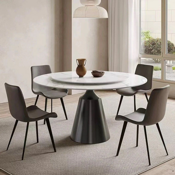 MACK Round Marble Dining Table With Lazy Susan - Radical Homes Singapore