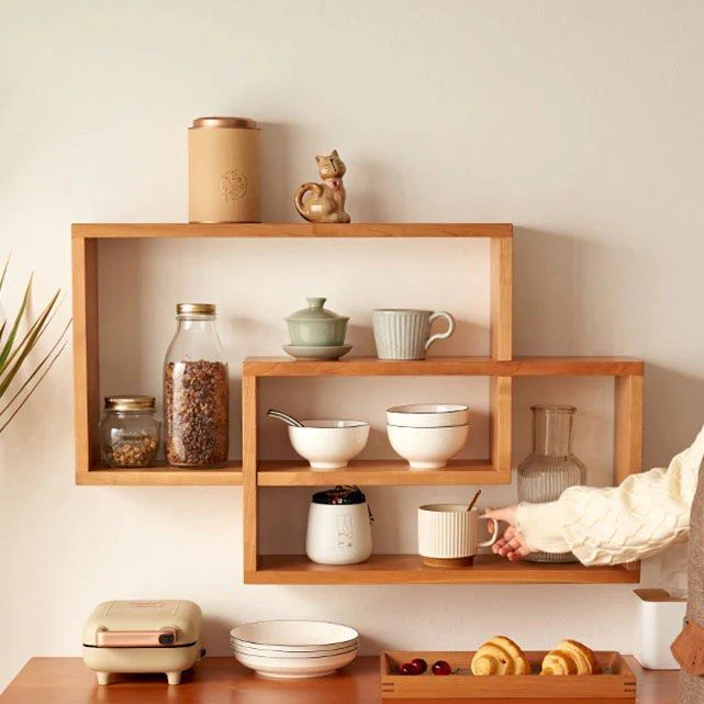 POUNGE Overlap Solid Wood Wall Shelf - Radical Homes Singapore
