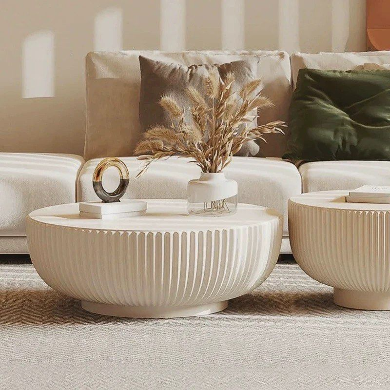 SHARLYN Modern Fluted Round Coffee Table - Radical Homes Singapore