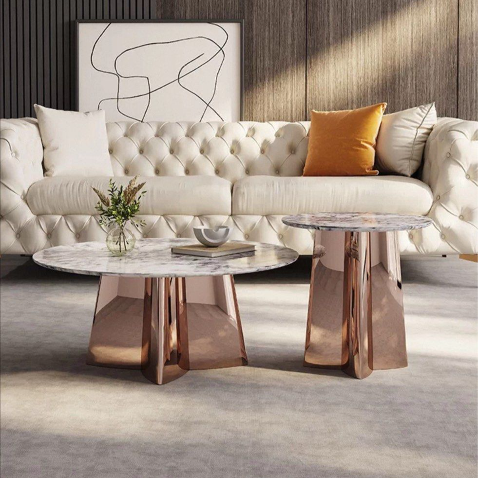 DOEL Modern Marble Round Coffee Table - Radical Homes Singapore