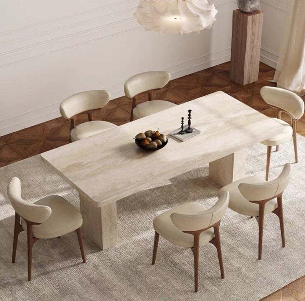 ALEXO Modern Travertine Dining Table - Radical Homes Singapore