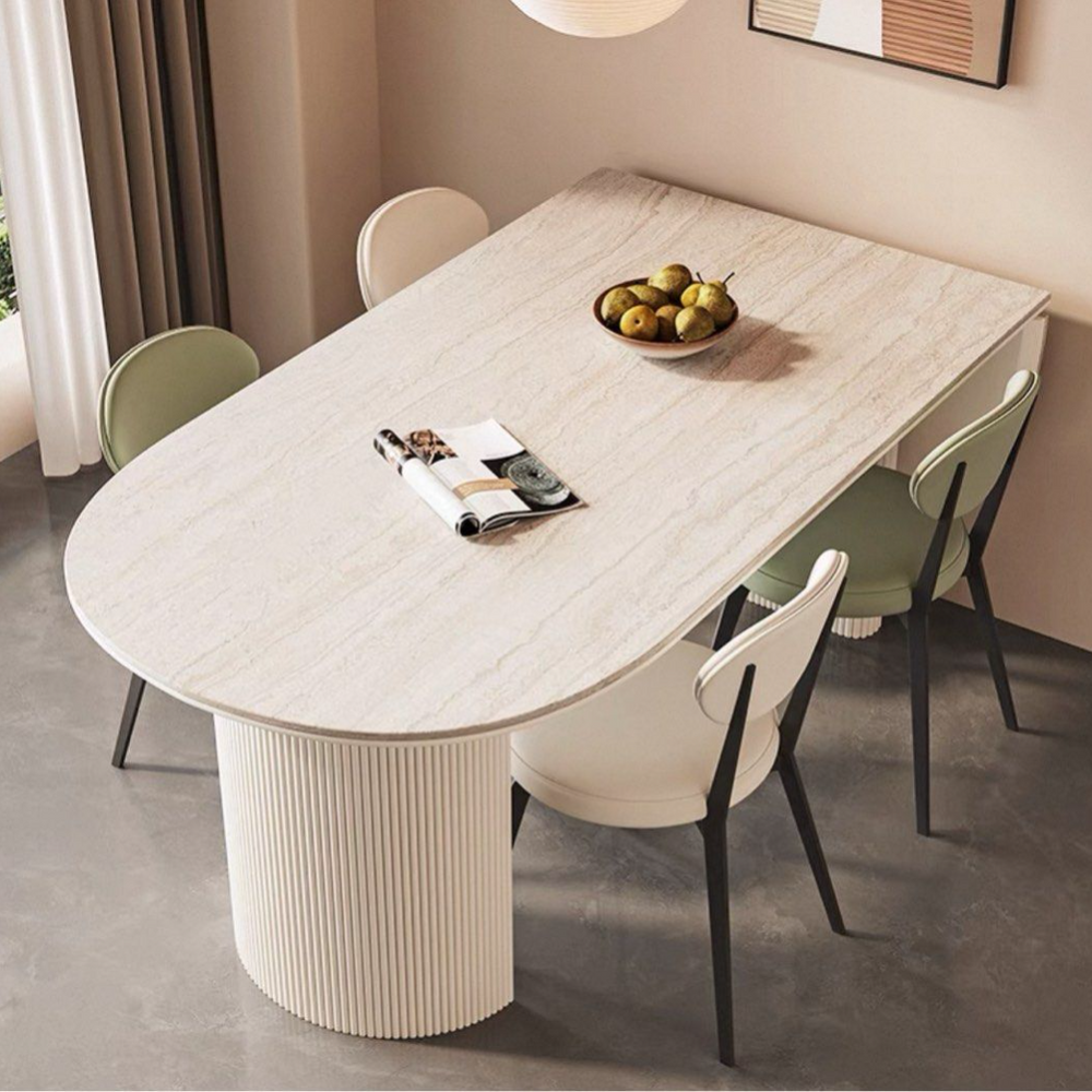 CALBERE Modern Extendable Travertine Dining Table - Radical Homes Singapore