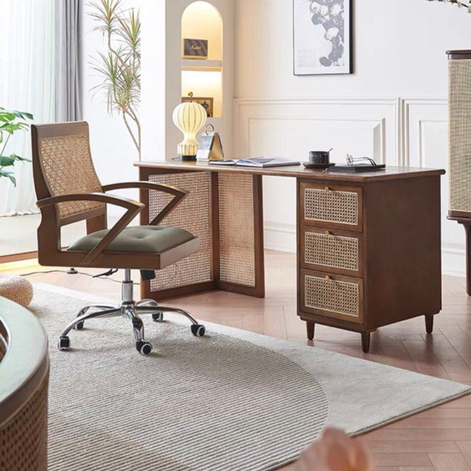 HOUSTON Rustic Walnut Solid Wood Desk - Radical Homes Singapore
