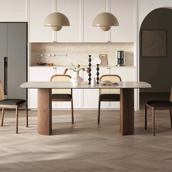 LORO Modern Travertine Dining Table - Radical Homes Singapore