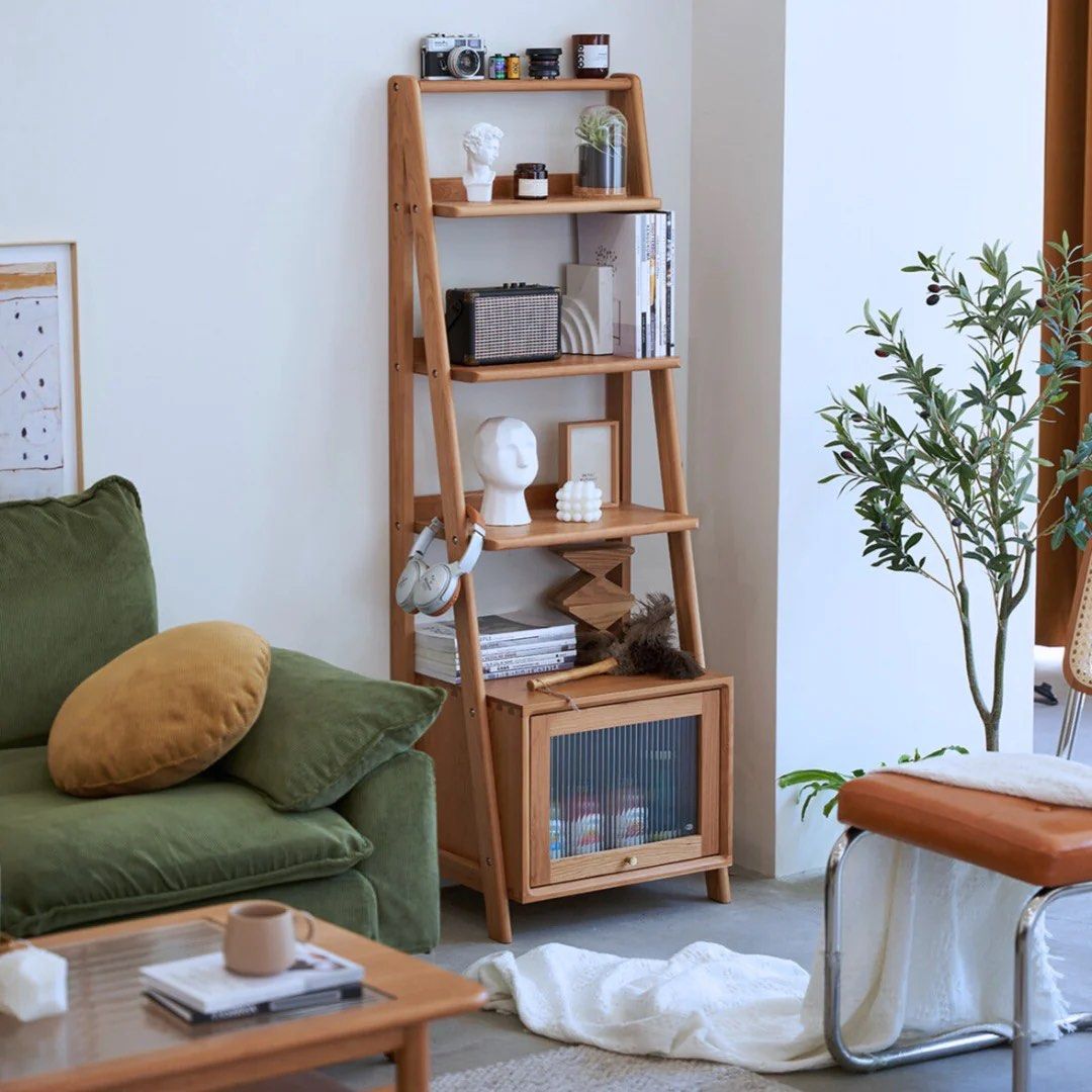 ANSELMO Wood Bookshelf With Storage - Radical Homes Singapore