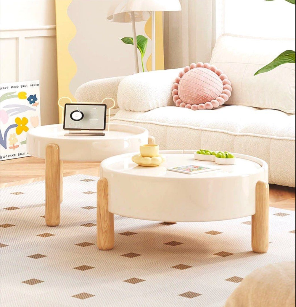 AIDEN Japandi Solid Wood Round Coffee Table - Radical Homes Singapore