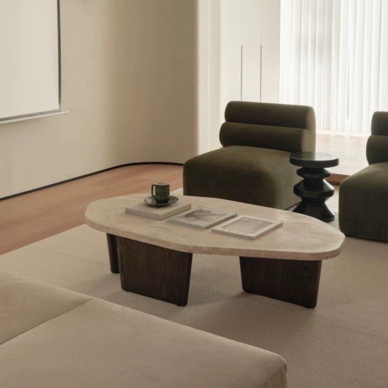 ASHRUNE Modern Travertine Coffee Table - Cassa Haus Singapore