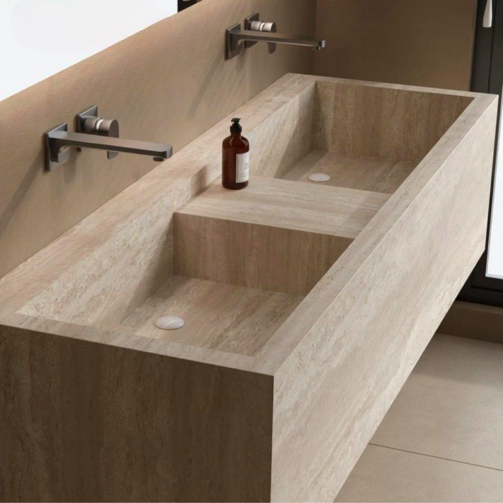 MILOS Modern Travertine Bathroom Vanity Sink - Radical Homes Singapore