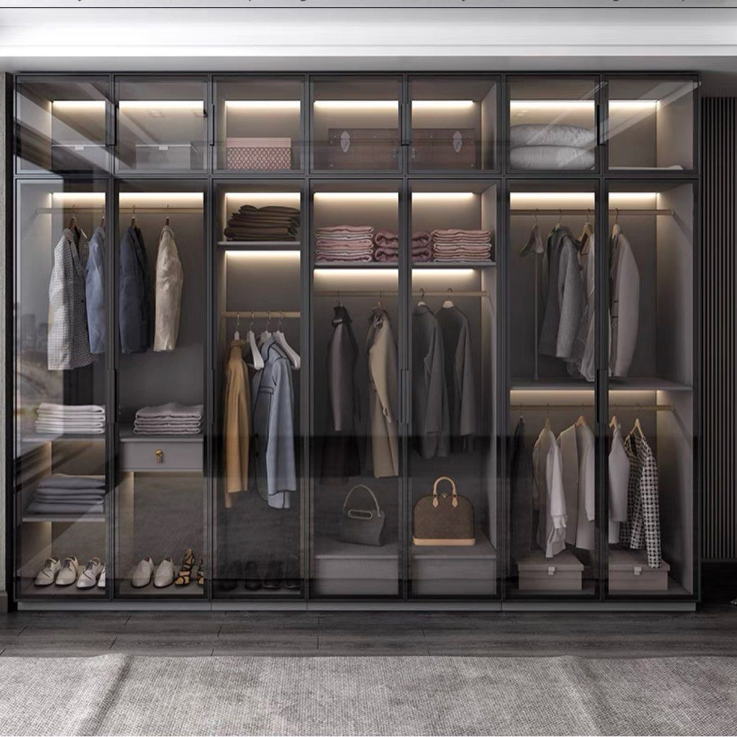 DERRICK Modern Glass LED Wardrobe - Radical Homes Singapore