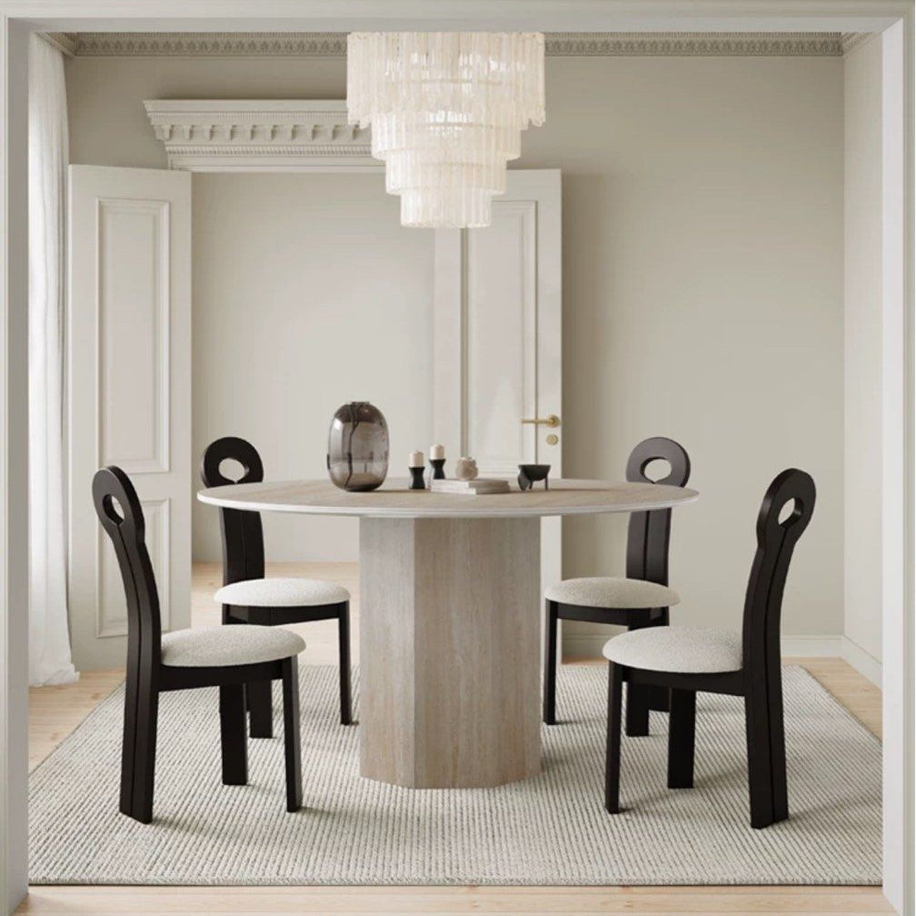 SKYLAR Modern Travertine Round Dining Table - Radical Homes Singapore