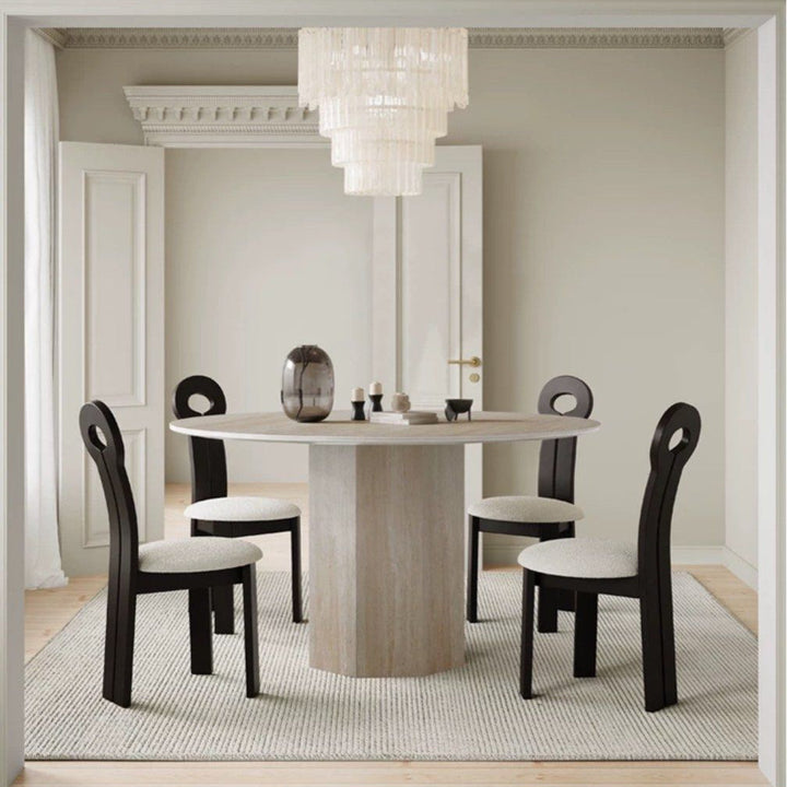 SKYLAR Modern Travertine Round Dining Table - Radical Homes Singapore