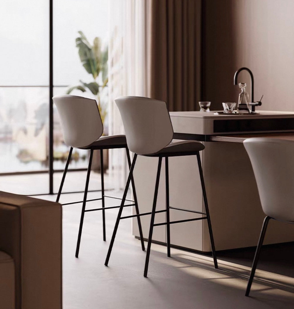 NORMAN Modern Leather Bar Stool - Radical Homes Singapore