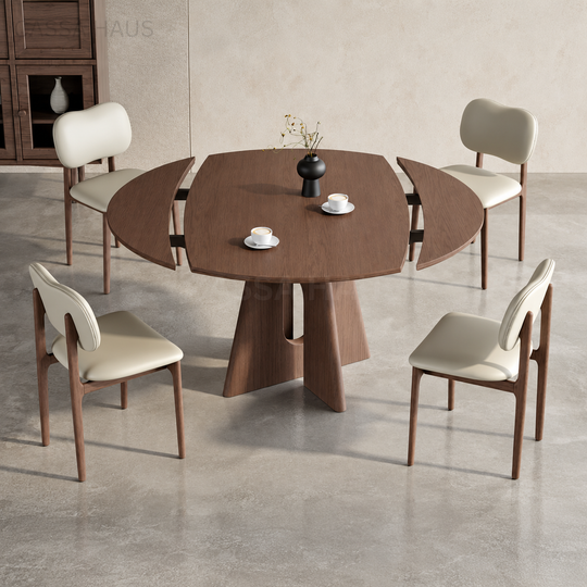 DAREY Modern Solid Wood Extendable Round Dining Table - Cassa Haus Singapore
