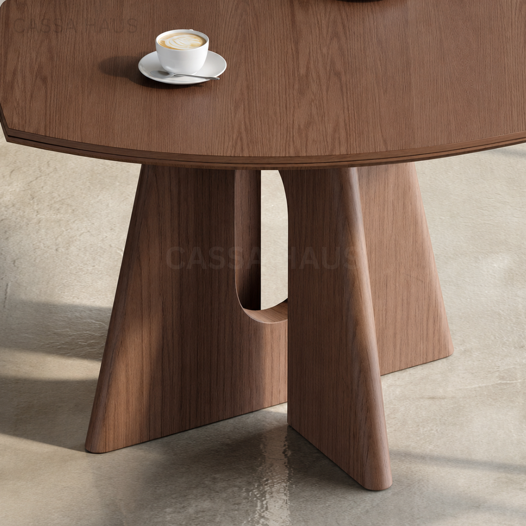 DAREY Modern Solid Wood Extendable Round Dining Table - Cassa Haus Singapore