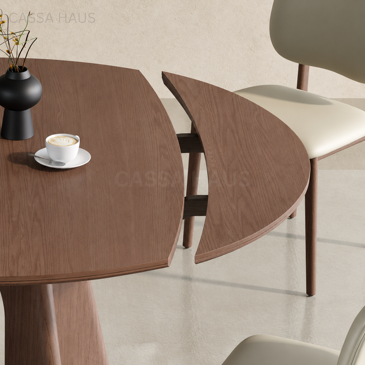 DAREY Modern Solid Wood Extendable Round Dining Table - Cassa Haus Singapore