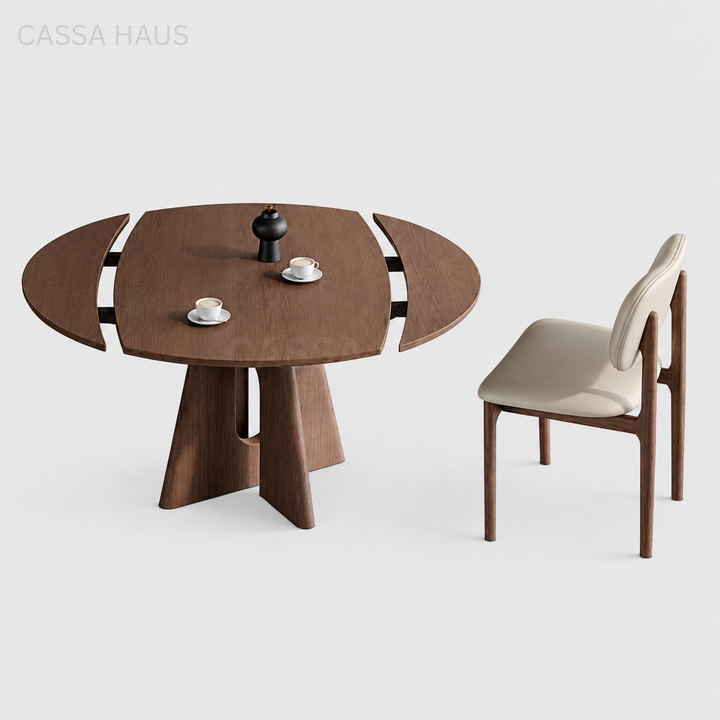 DAREY Modern Solid Wood Extendable Round Dining Table - Cassa Haus Singapore
